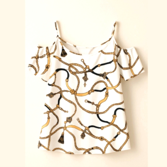 💥I.N.C cold shoulder white equestrian print size small 💥 - Picture 6 of 6